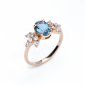 Celestial Bloom Blue Topaz Pırlanta Yüzük
