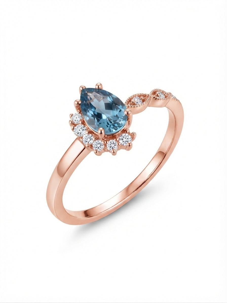 Fairy Grace Blue Topaz Pırlanta Yüzük