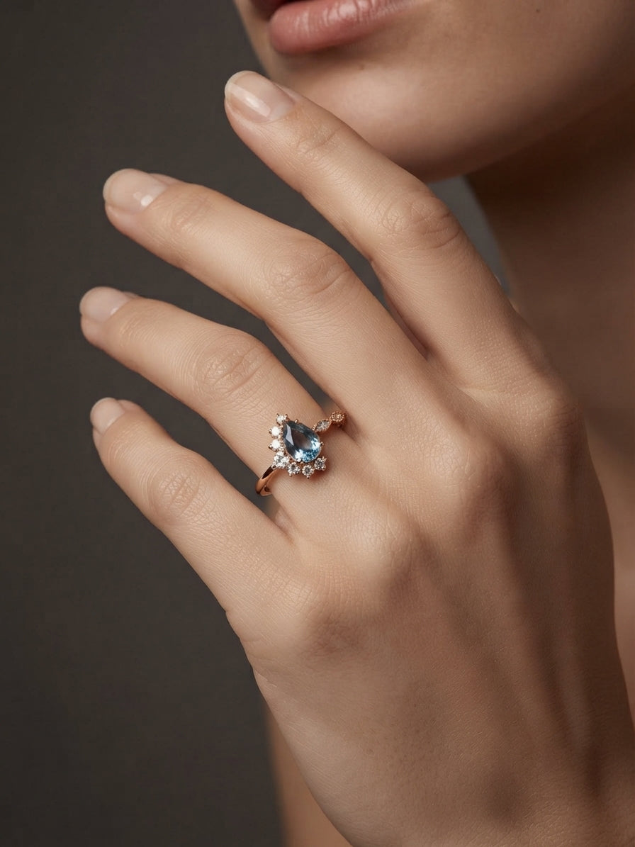 Fairy Grace Blue Topaz Pırlanta Yüzük