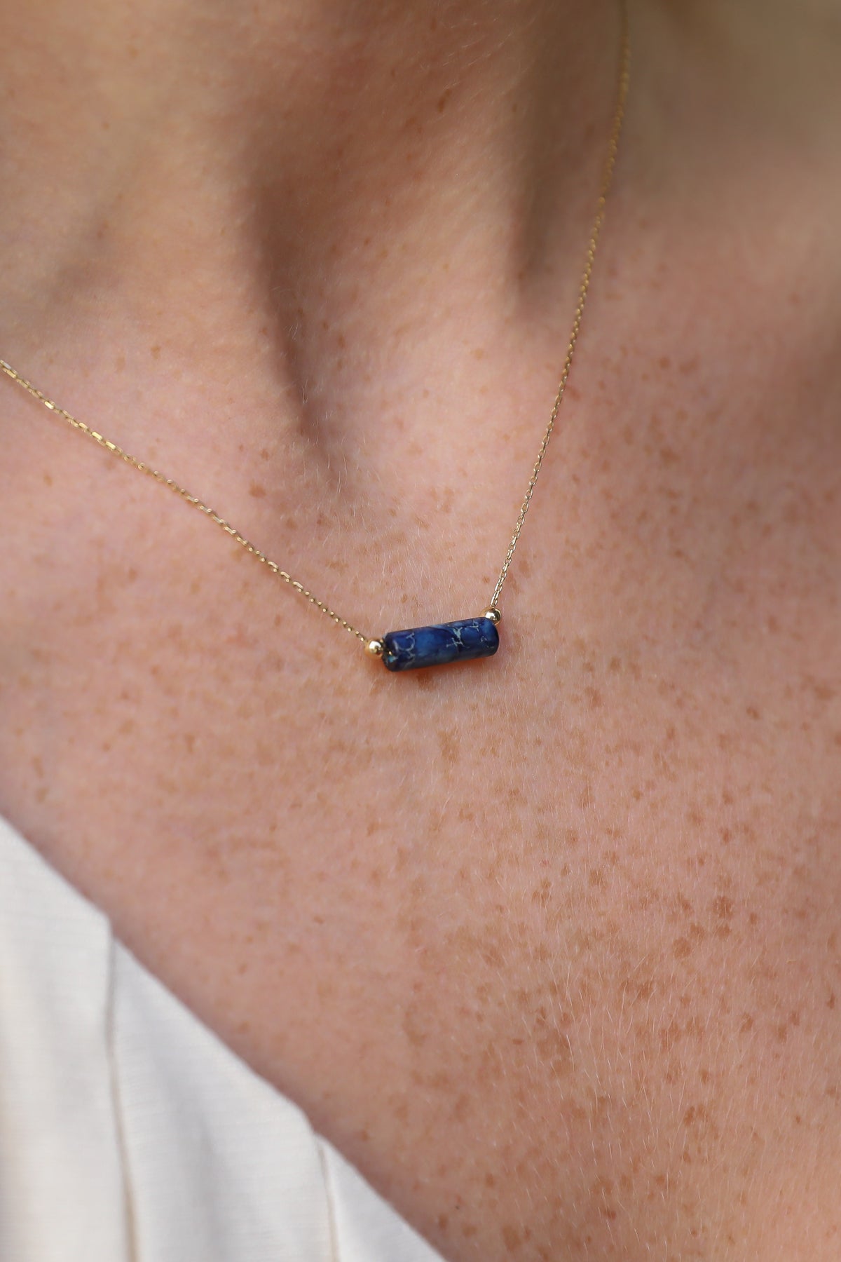 Lapis Lazuli Taşlı Altın Kolye